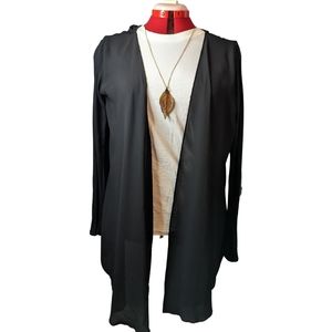 🔖 Ricki's Lg Black light jersey hi-low cardigan EUC